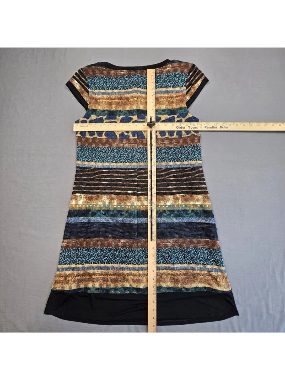 Chris McLaughlin Size 10 Dress Animal Print Striped Design Short Sleeve Sheath - Picture 4 of 5